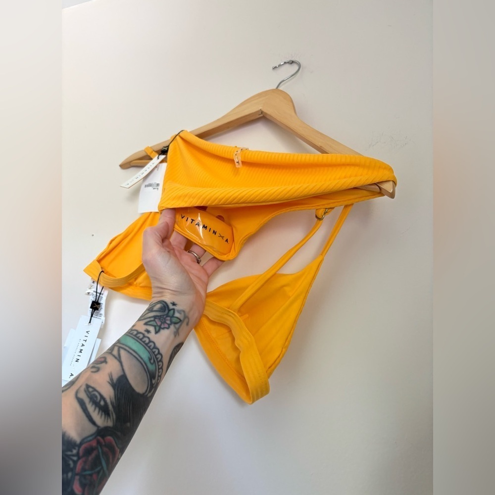 Vitamin A “Moss Bikini” Top & Bottom in Creamsicle EcoRib - Picture 8 of 9